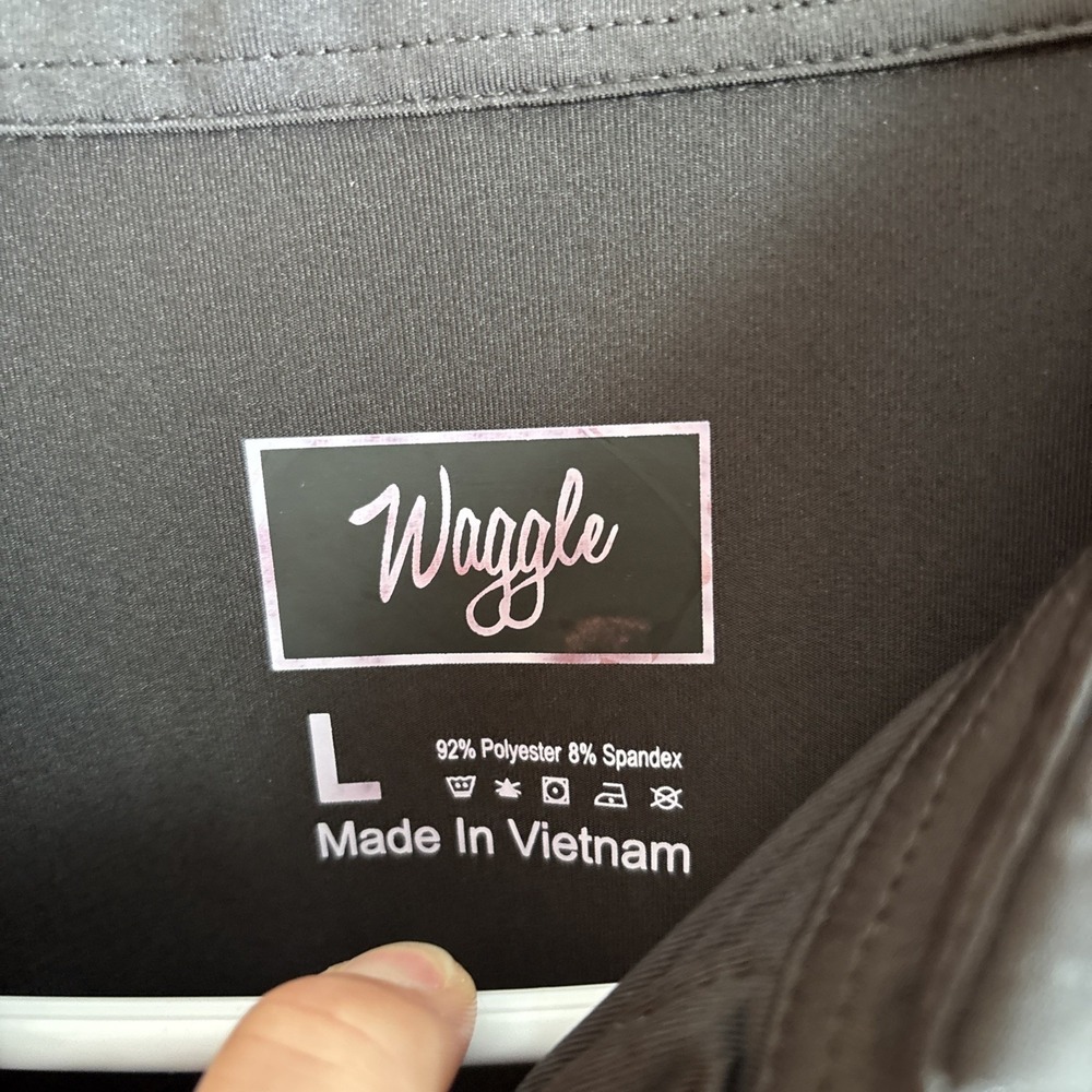 Waggle Size Large Short Sleeve Dude‎ Polo Shirt Black Sleeve Logo - Picture 2 of 7